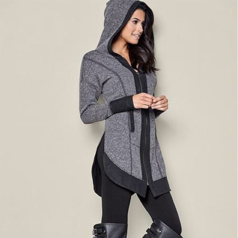 3/$30 Venus Tunic Length Zip Up Hoodie